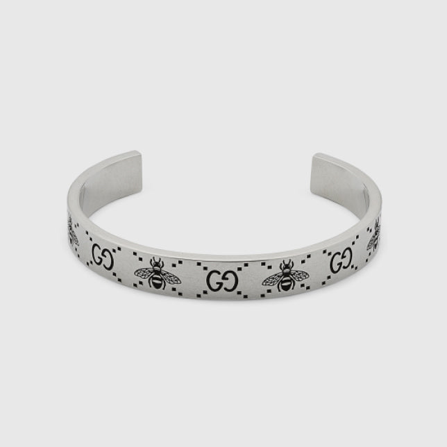 GG and bee engraved cuff bracelet
